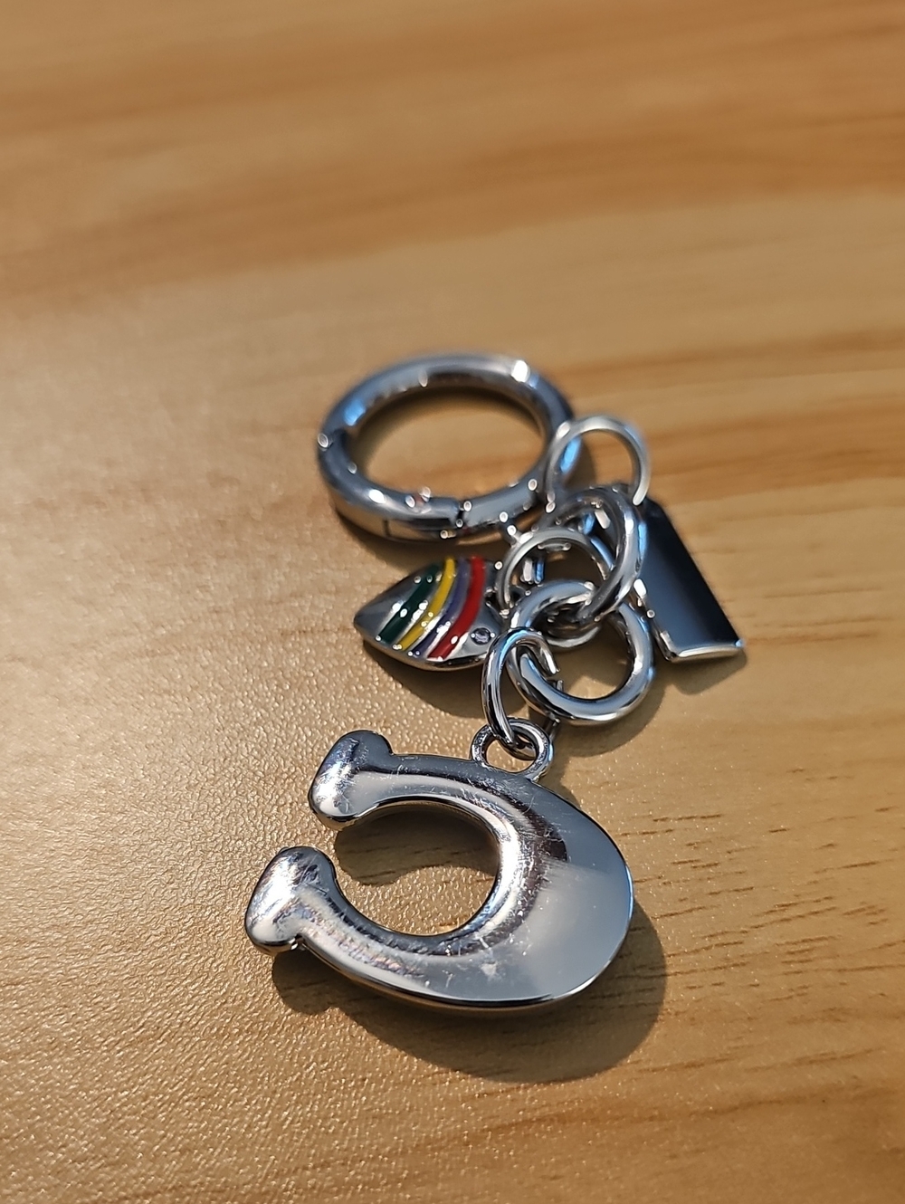 Sassified Boutique Nwt Silver Rainbow 'C' Keychain Charm - Picture 4 of 4